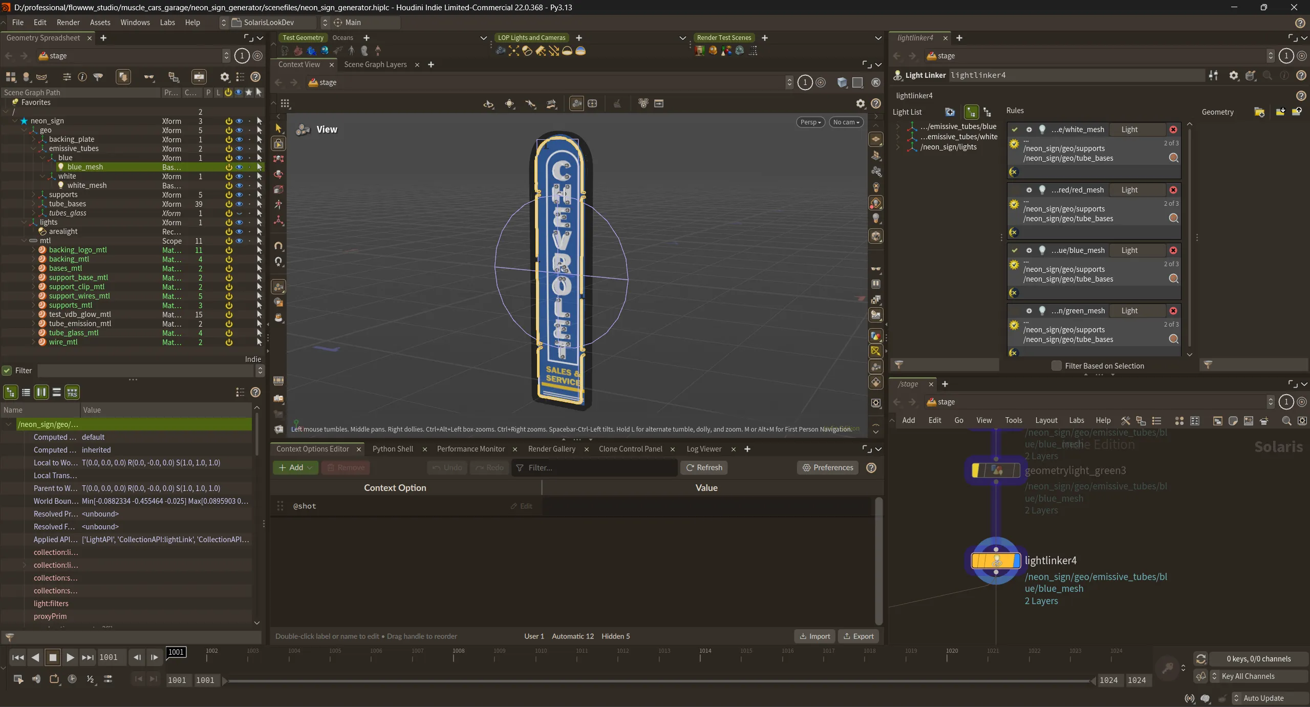 Screenshot of Houdini's UI showing the LOP context and the node tree for the generator.